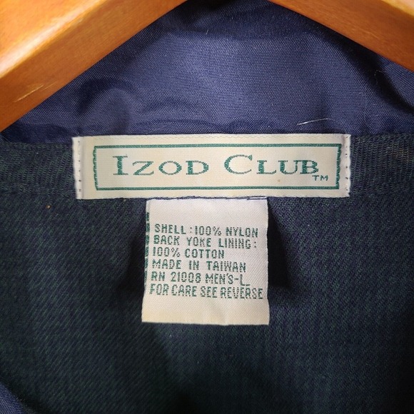 Vintage Izod Club‎ Jacket Mens Large Blue Nylon Half Zip Front Pocket Mock Neck - Picture 5 of 9